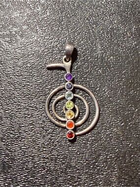 Sterling-Inspired Multicolor Chakra Necklace Pendant